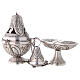 Chased silver-plated thurible and boat, crosses and leaves s1