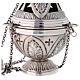 Chased silver-plated thurible and boat, crosses and leaves s4