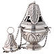 Chiseled thurible and boat crosses and leaves silver finish s3