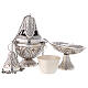 Chiseled thurible and boat crosses and leaves silver finish s7