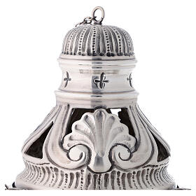 Chased thurible and boat with angels, silver-plated finish