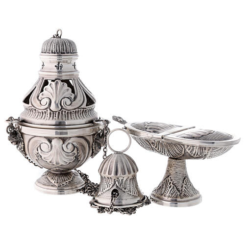 Chased thurible and boat with angels, silver-plated finish 1