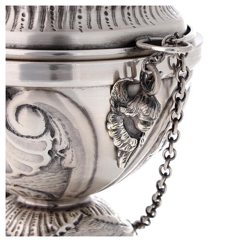 Chased thurible and boat with angels, silver-plated finish 7