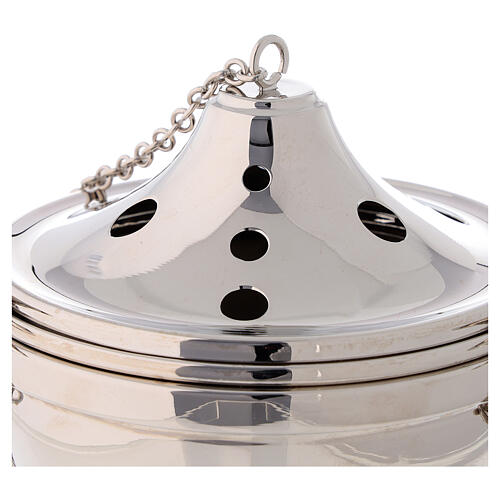 Smooth thurible and boat with nickel-plated finish and Maltese cross 2