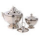 Smooth thurible and boat with nickel-plated finish and Maltese cross s1