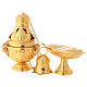 Thurible, boat and spoon set, chased gold plated brass s1