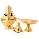 Thurible with boat, chased gold plated finish, crosses and leaves s1