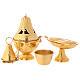 Thurible with boat, chased gold plated finish, crosses and leaves s7