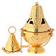 Chiseled gold plated thurible with boat crosses and leaves s3