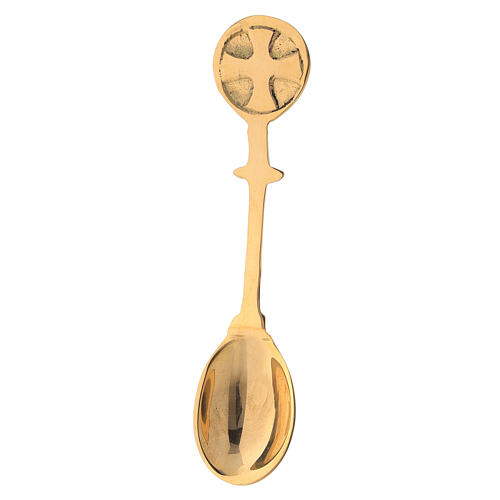 Round boat with spoon in gold plated brass 3