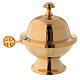 Round boat with spoon in gold plated brass s1