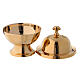 Round boat with spoon in gold plated brass s2