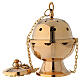 Simple golden brass thurible with removable basket height 23 cm s1