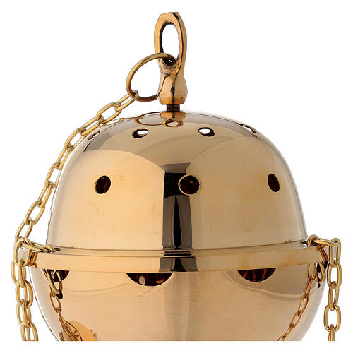 SImple thurible in gold plated brass removable basket h 9 in 3