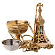 Thurible golden brass gothic decoration with basket height 31 cm s3