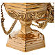 Thurible golden brass gothic decoration with basket height 31 cm s4