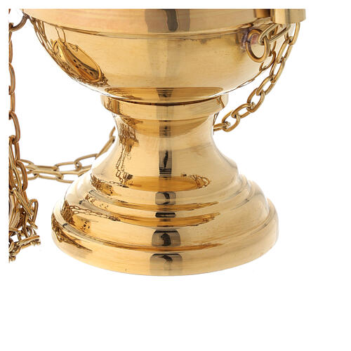 Golden brass censer with bells height 24 cm 3