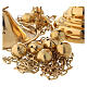 Golden brass censer with bells height 24 cm s5