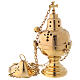 Gold plated brass thurible with bells h 9 1/2 in s1
