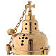 Gold plated brass thurible with bells h 9 1/2 in s2