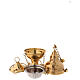 Gold plated brass thurible with bells h 9 1/2 in s4