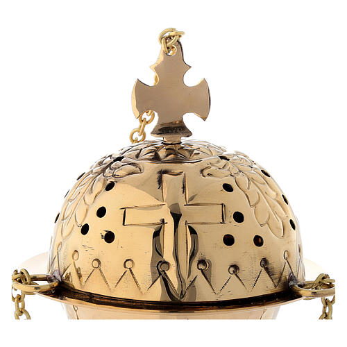 Thurible with golden brass cross 16 cm 2