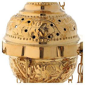 Thurible with floral decoration in satin gilded brass 25 cm