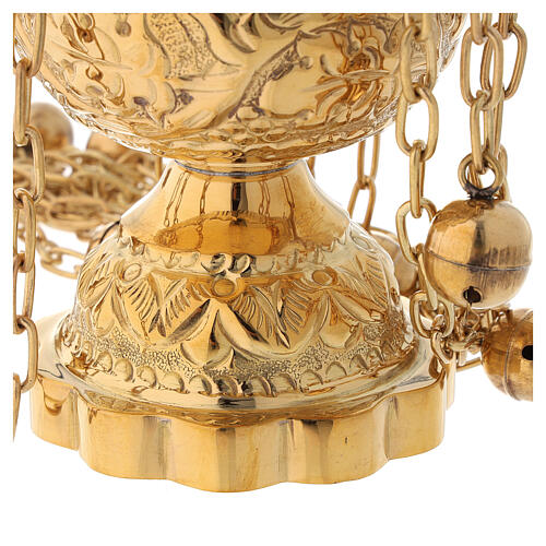 Thurible with floral decoration in satin gilded brass 25 cm 5