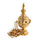 Thurible with floral decoration in satin gilded brass 25 cm s1