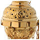Floral decorated thurible in gold plated brass satin finish 9 3/4 in s2