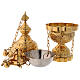 Floral decorated thurible in gold plated brass satin finish 9 3/4 in s3
