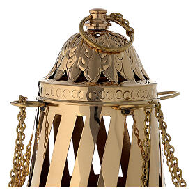 Santiago style thurible in gold plated brass h 13 in
