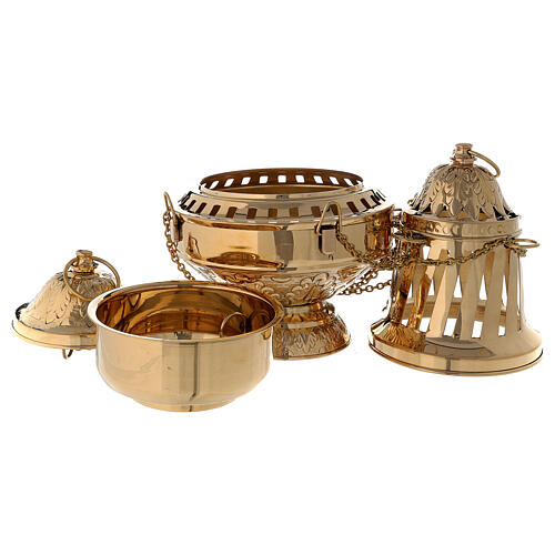 Santiago style thurible in gold plated brass h 13 in 3