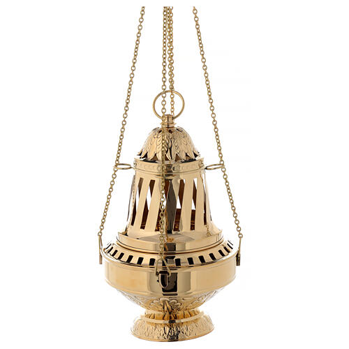 Santiago style thurible in gold plated brass h 13 in 6