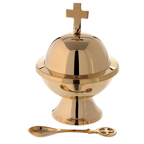 Spherical shuttle with golden brass spoon height 13 cm 1