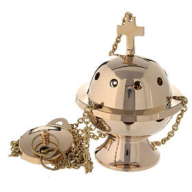 Golden brass censer, spherical, height 13 cm