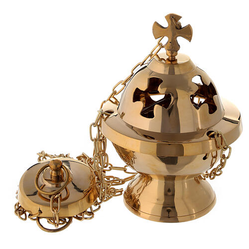 Turíbulo esfera cruz de Malta altura 15 cm com balde 1