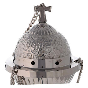 Spherical nickel-plated brass censer with basket h 24 cm