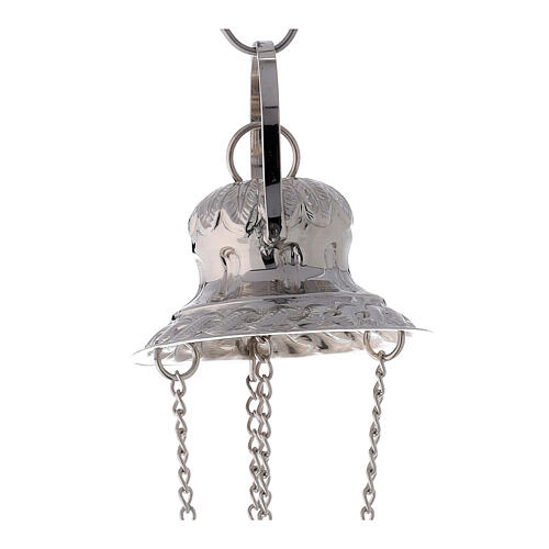 Bell-mouthed thurible in nickel-plated brass 11 3/4 in with basket 6