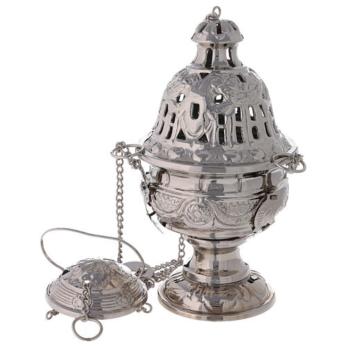 Censer with festoons in nickel-plated brass 24 cm 1