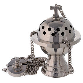 Spherical censer with high base in nickel-plated brass 19 cm