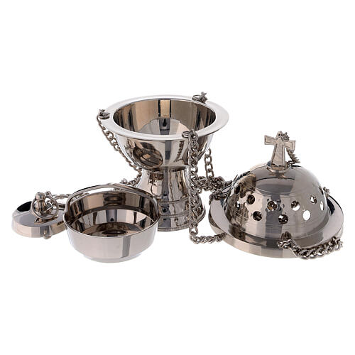 Spherical censer with high base in nickel-plated brass 19 cm 2
