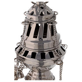 Santiago style thurible 6 1/4 in nickel-plated brass