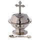 Round boat with budded cross 6 1/4 in nickel-plated brass s1