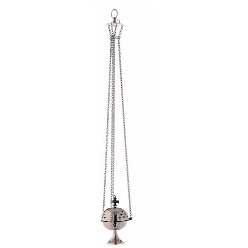 Thurible with narrow base and cross shaped holes 6 in nickel-plated brass 3