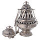 Nickel-plated brass censer with leaf decoration 27 cm s1