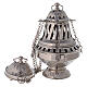 Thurible with leaves decorations nickel-plated brass 10 1/2 in s1