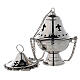Nickel-plated brass thurible with bell shaped cover h 6 3/4 in s1