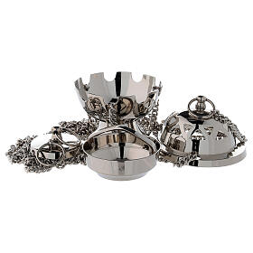 Spherical thurible with triangular holes nickel-plated brass 4 1/4 in