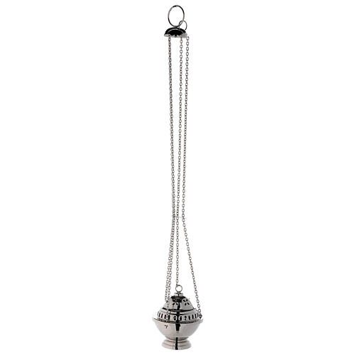 Spherical thurible with petal shaped holes nickel-plated brass h 5 1/2 in 3
